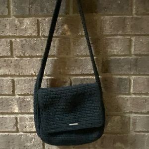 The Sak Black Crochet Knit  Shoulder Handbag Purse Mini